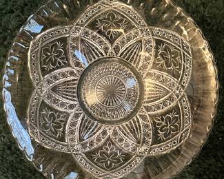 Antique floral medallion and panel designed plate from Indiana Glass, ca 1920.