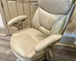 off-white leather desk chair
