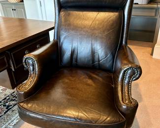 dark brown leather desk chair
