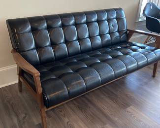 Black leather sofa