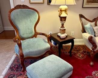 Chair 25"W x 41"H x 24"D (Seat 20"D)   Ottoman 25"L x 17"W x 12"H