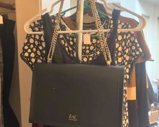 Zac Posen Black Leather Should Bag with Metal Chain Strap