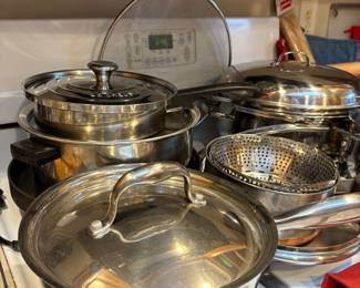Assortment of Pots & Pans, Le Creuset Stainless Steel Sauté Pan