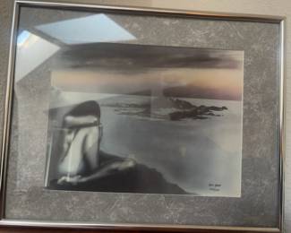 Framed & Matted Coastal Nude Lithograph by Paul Sloan