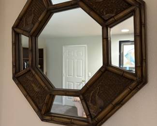 Faux Bamboo Chinoiserie Octagon Wall Mirror