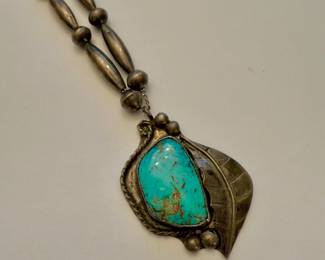 Turguoise Necklace with Leaf Motif