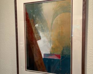 Framed & Matted Abstract Painting - Signed Lamb