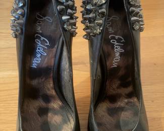 Sam Edelman Roza Spiked Black Leather Pumps