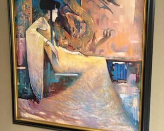Framed Lithograph "Dragon Maiden" by Ju-Hong Chen