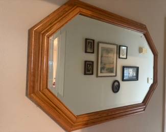 Oak Framed Oval Octagon Wall Mirror