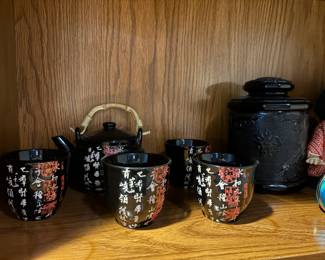 Black Asian Tea Set