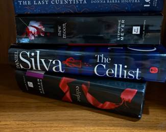 The Last Cuentista Novel by Donna Barba Higuera, New Moon Novel by Stephenie Meyer, The Cellist Book by Daniel Silva, Eclipse Novel by Stephenie Meyer


