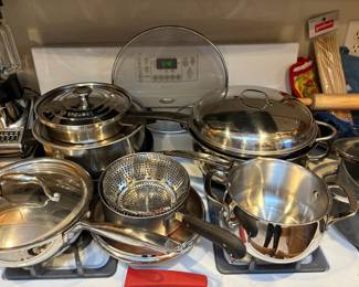 Assortment of Pots & Pans, Le Creuset Stainless Steel Sauté Pan