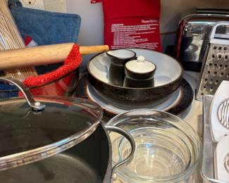 Black/White Stoneware – Sugar, Creamer, Mixing Bowl, Charger Plate
