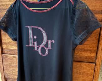 Christian Dior Black/ Pink with Mesh Sleeves T-Shirt