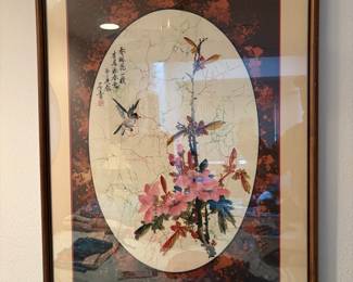 Framed & Matted Chinese Floral Print 