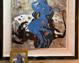 Framed Serigraph "Mountain Ghost" by Tie Feng Jiang
