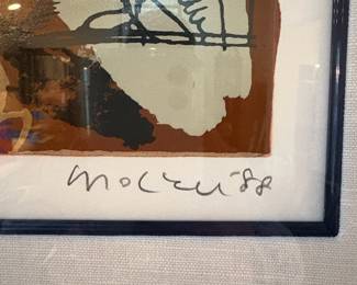 Framed & Matted 1988 Lithograph "After the Dinner with Seafood Salad" by Michael Leu