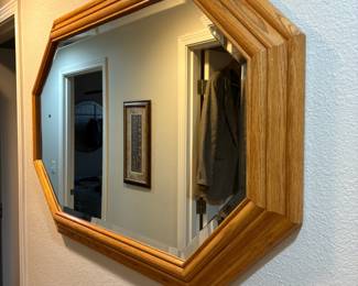 Oak Framed Oval Octagon Wall Mirror