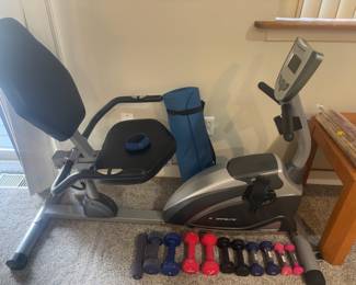 Exerpeutic Pedal Trainer Exercise Bike, Assortment of Dumbbell Weights
