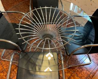 Platner style chrome dining room table