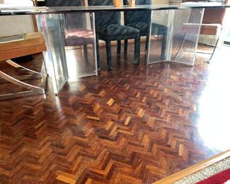 Lucite base Glass Dining Room Table 