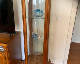 Elegant wood curved glass curio cabinet $175