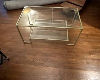 047-Glass and Gold Coffee Table 39x22