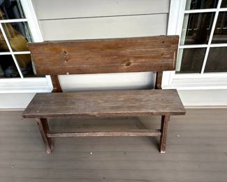 111-Rustic Brown Bench with back 