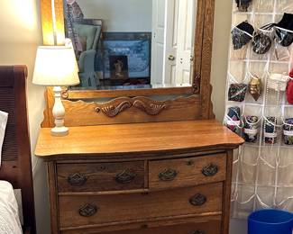 006 - Oak Mirrored Dresser 42x18
