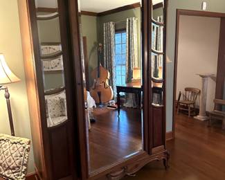 044 - Mirrored Armoire 57x93 - custom made insert to make it an office 