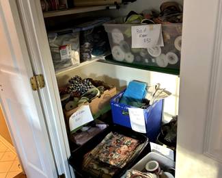Craft Room - hundreds of rolls of ribbon, bins of fabrics