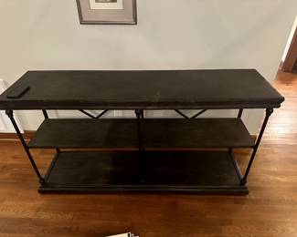 058 - Wrought Iron and Wood Console Table 69 inches long