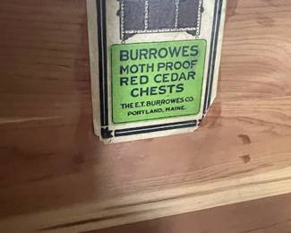 Sticker inside the Cedar Chest
