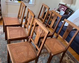 6 chairs, recently recaned