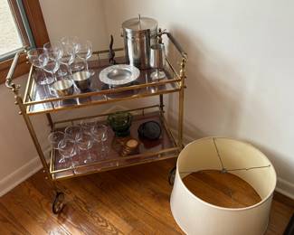 MCM BRASS BAR CART