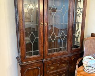 MCM LEADED GLASS BREAKFRONT BY CENTURY