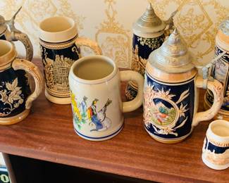 collection of German beer steins