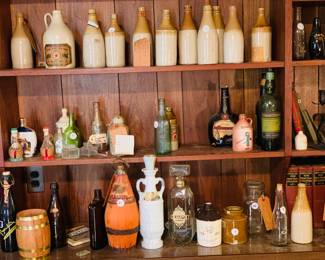 many crocks and bottles