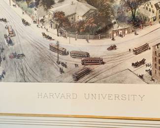 the early Harvard lithograph features horse drawn carriages--fun!