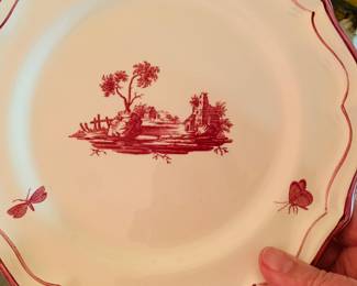 set of six French plates by Gien "Paysages Roses"