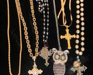 Beautiful vintage necklaces with long chains.