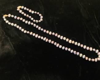 27” real pearls and 14k clasp necklace with matching real pearls and 14k clasp bracelet