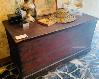a 19th c hand hewn blanket chest