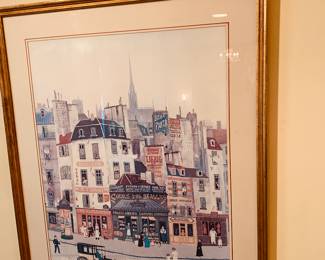 very large framed vintage lithograph by Michael Delacroix--signed
