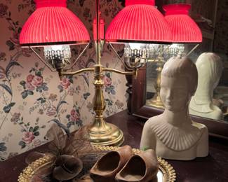 Vintage Lamp, Vintage Hall Pottery Bust