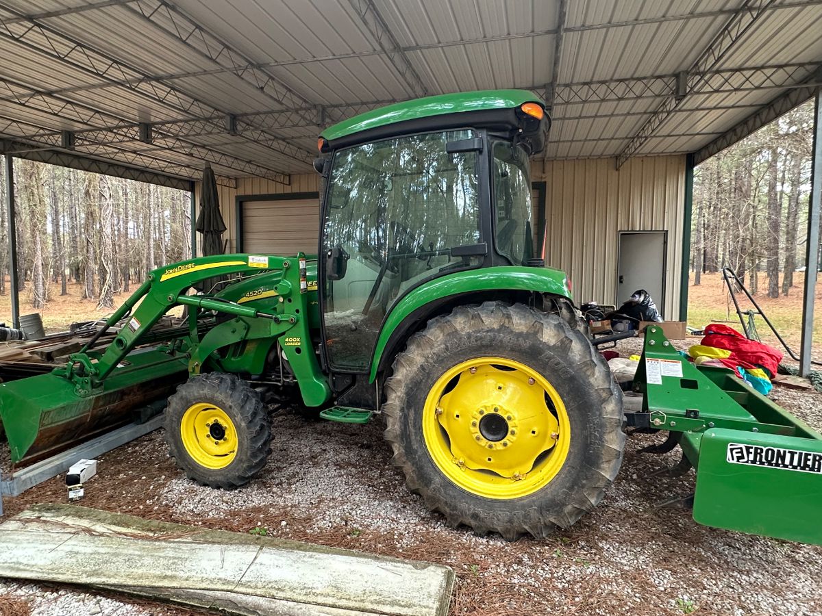 Front loader and box blade. 2007, 4 wheel drive, AC, 301 hours, hydro transmission
Asking $41k OBO