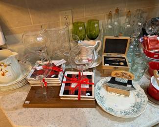 Wine glasses, plates