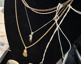 14k Cat Necklace, Sterling Cat Necklace