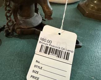 Bronze Peacock Oil Lamp